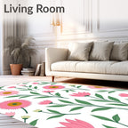 Pink Floral Garden Pattern Rug