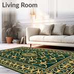 Elegant Gold Interlocking Floral Design Rug