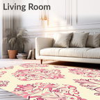 Pink Floral Damask Pattern Rug