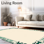 Elegant Teal Floral Border Design Rug