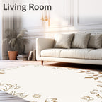 Elegant Brown Leafy Vine Pattern Rug