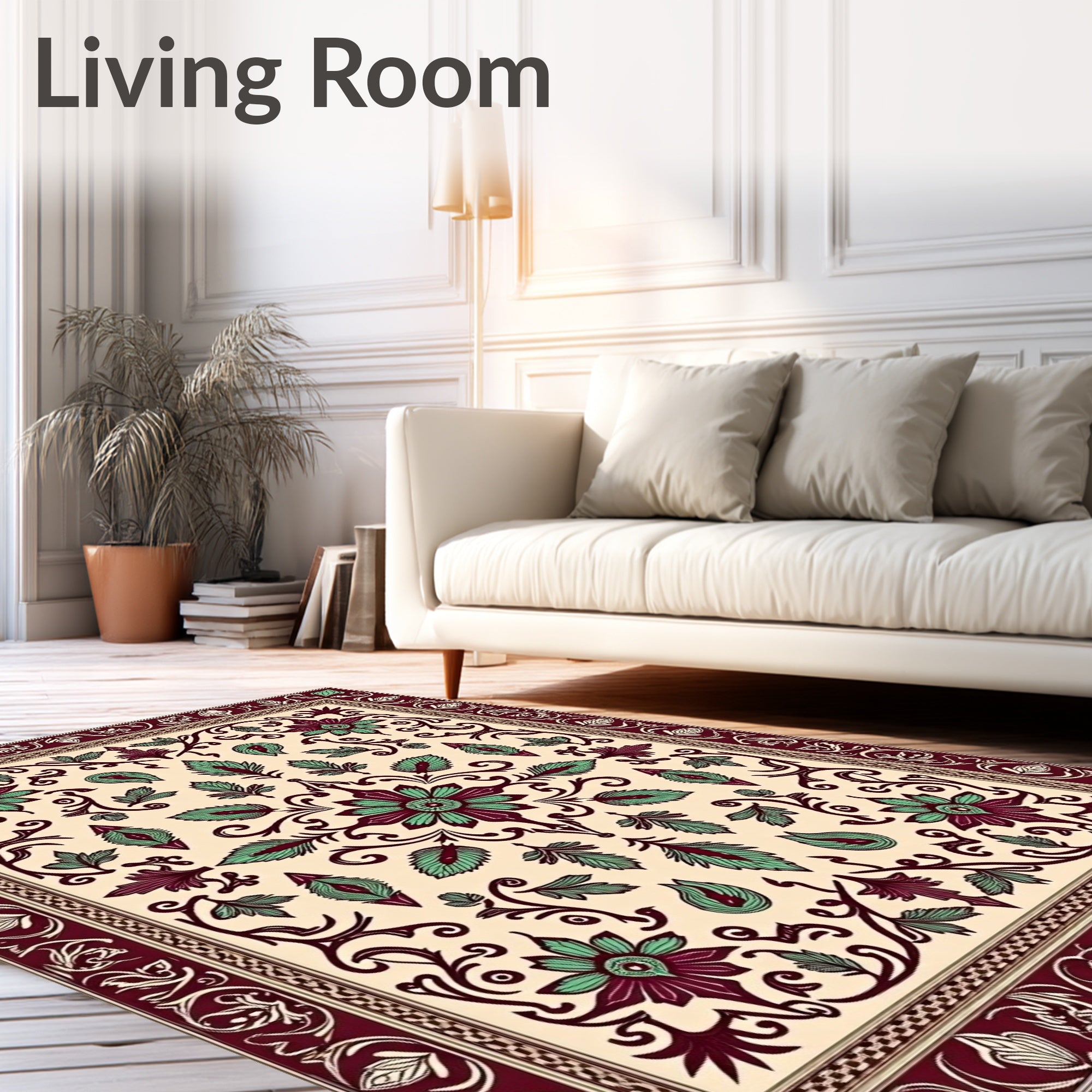 Vintage Floral Border Rug