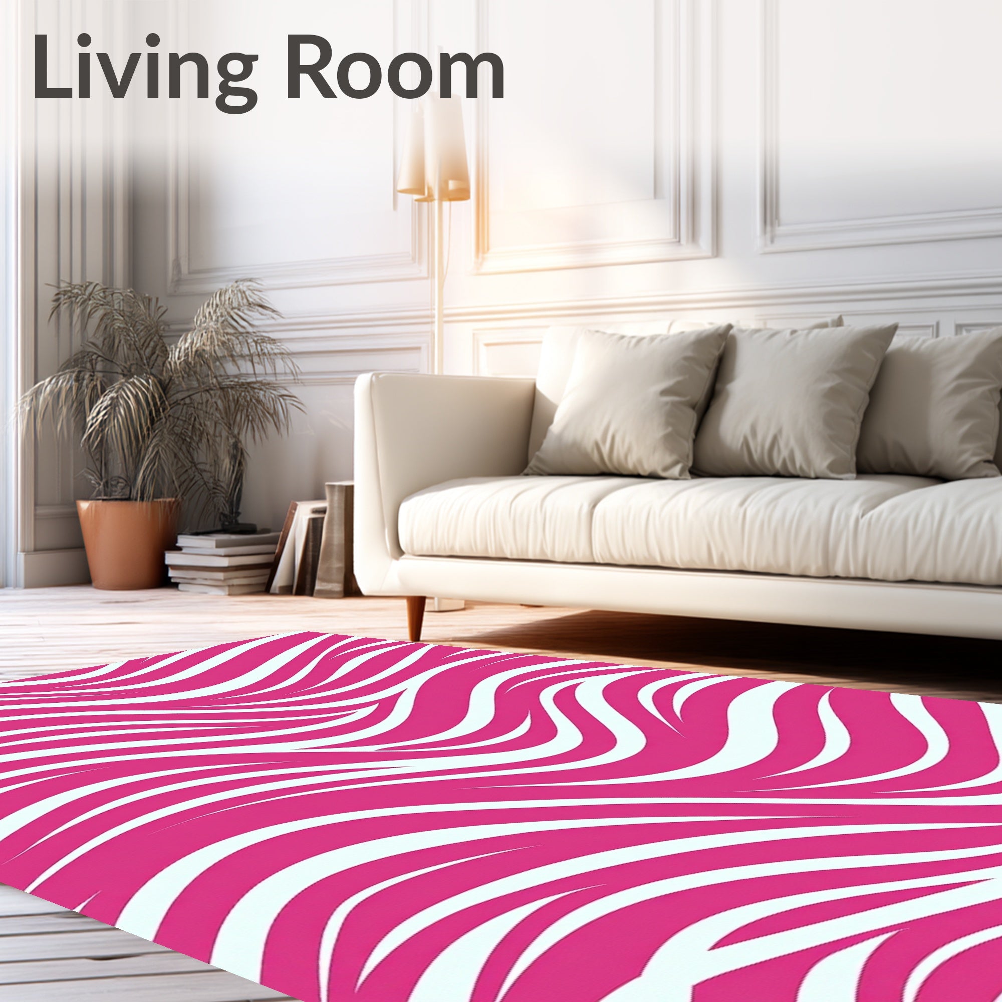 Vibrant Pink Flowing Wave Pattern Rug