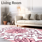 Pink Floral Vine Pattern Rug