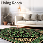 Knotwork Green Vine Scroll Border Rug