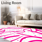 Vibrant Pink Swirls Dot Pattern Rug