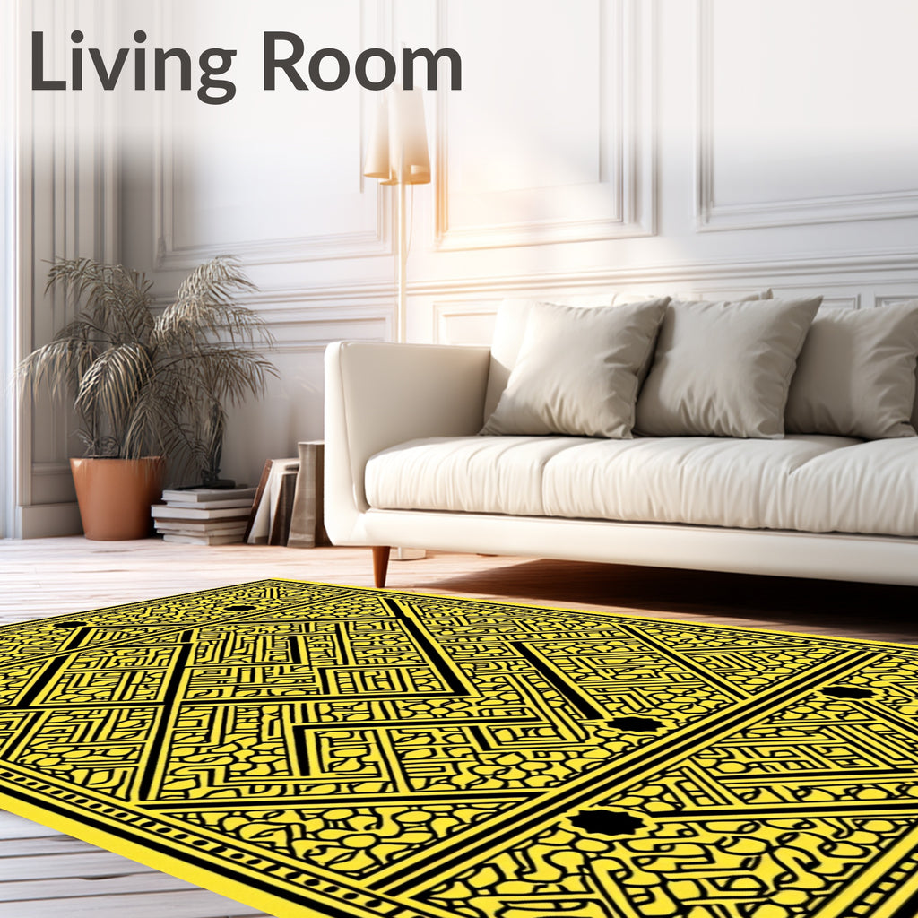 Geometric Maze With Black Accents Rug