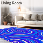Vibrant Blue Swirl Marbled Pattern Rug