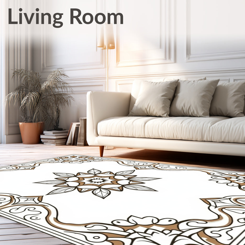 Intricate Floral Border Mandala Design Rug