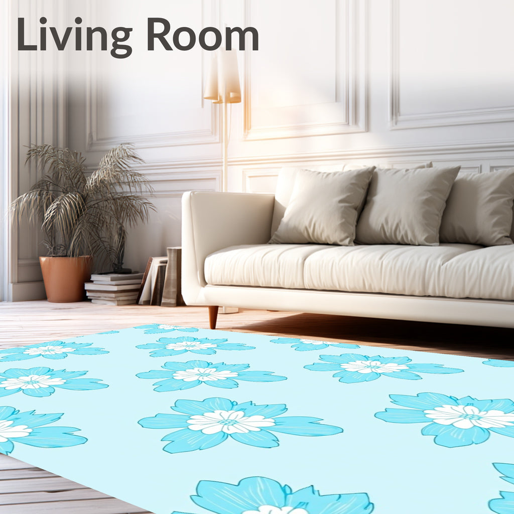 Light Blue Floral Pattern Rug