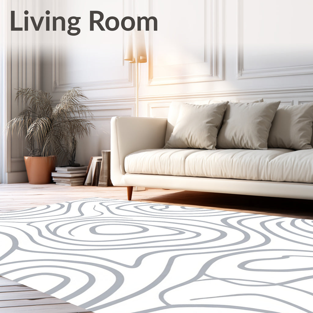 Gray Abstract Flowing Lines Rug