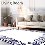 Ornate Navy Swirl Floral Elegance Rug
