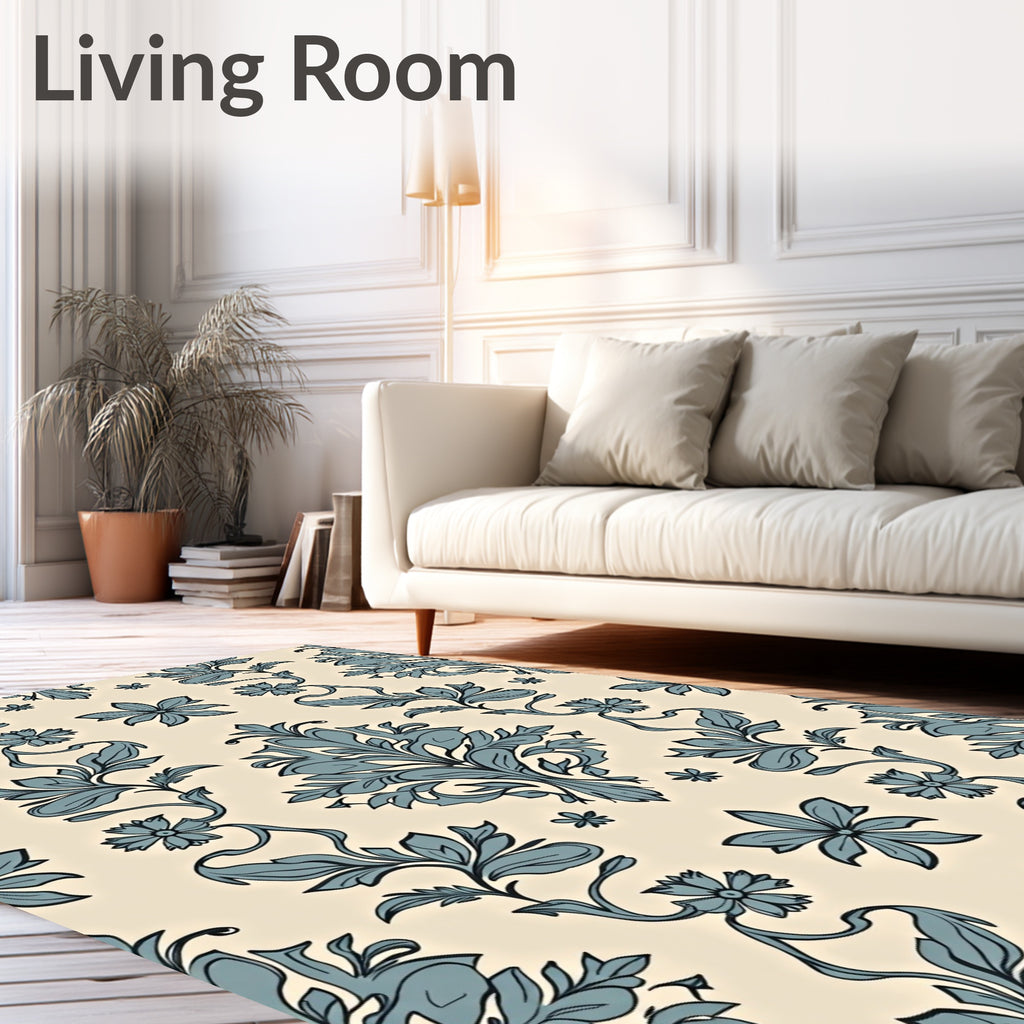 Ornate Floral Damask Art Deco Pattern Rug