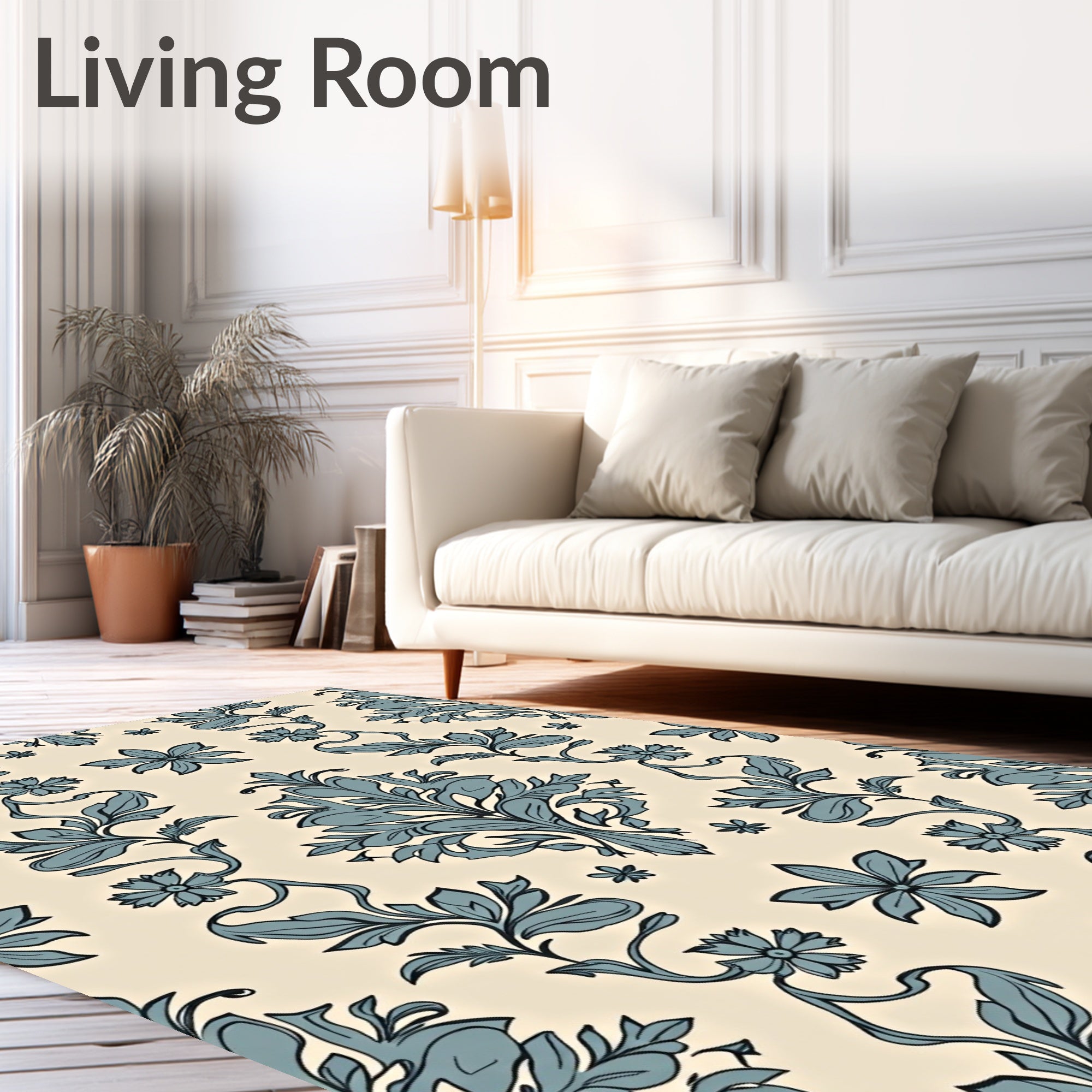 Ornate Floral Damask Art Deco Pattern Rug