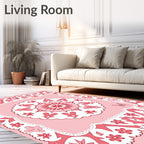 Floral Mandala Patterned Pink Rug
