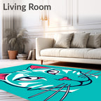 Feline Face Abstract Design Rug