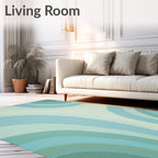 Aqua Arc Patterned Design Rug