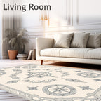 Intricate Floral Compass Motif Design Rug