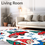 Red Trucks Gnomes Blue Snowflakes Trees Rug