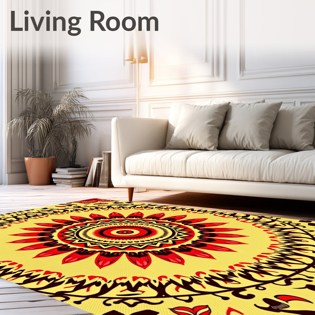 Bold Sunburst Mandala Pattern Rug