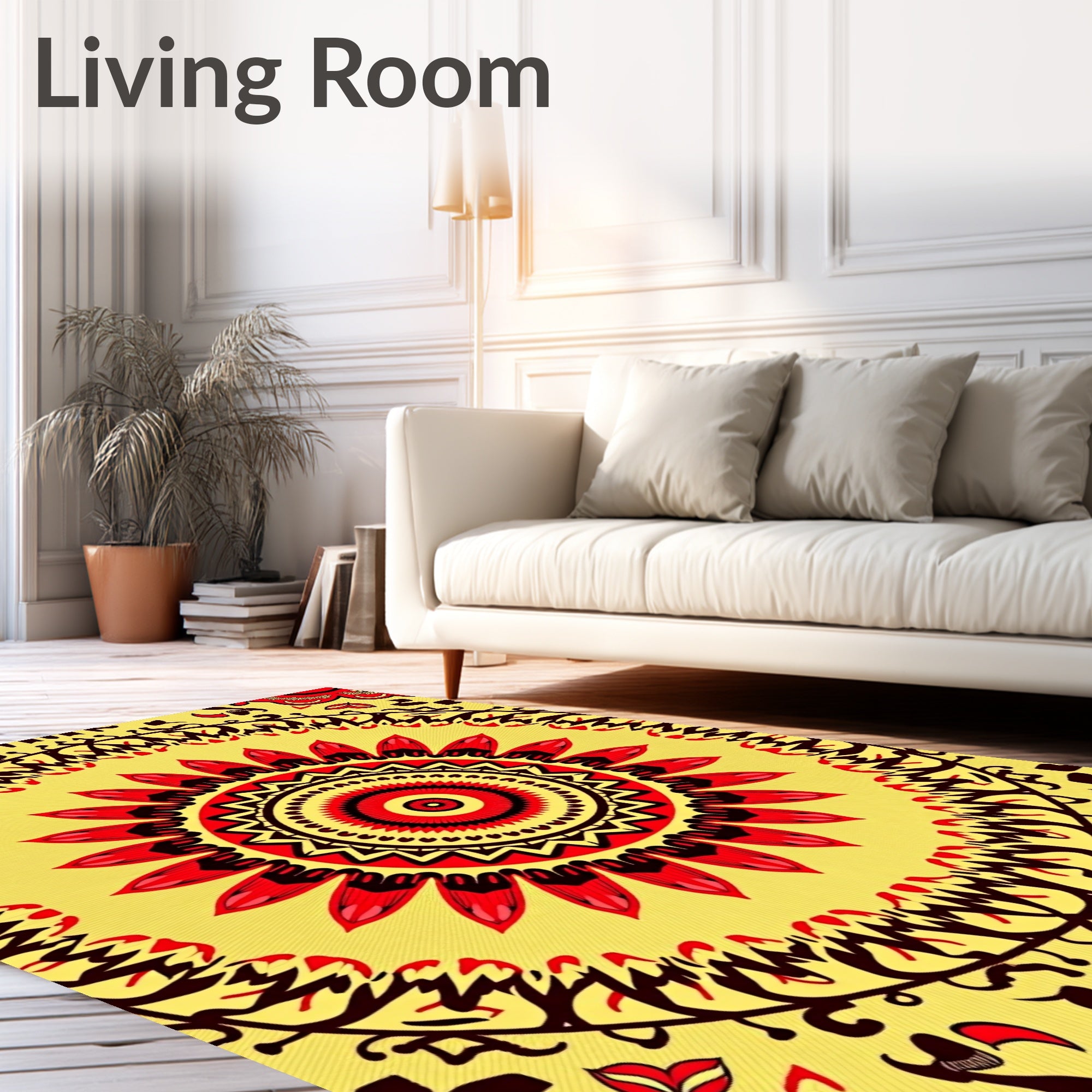 Bold Sunburst Mandala Pattern Rug