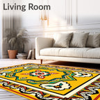 Yellow Floral Geometric Motif Rug