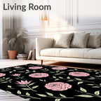 Pink Rose and Lily Floral Pattern Rug