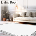 Ornate Black Flourish Scroll Frame Rug