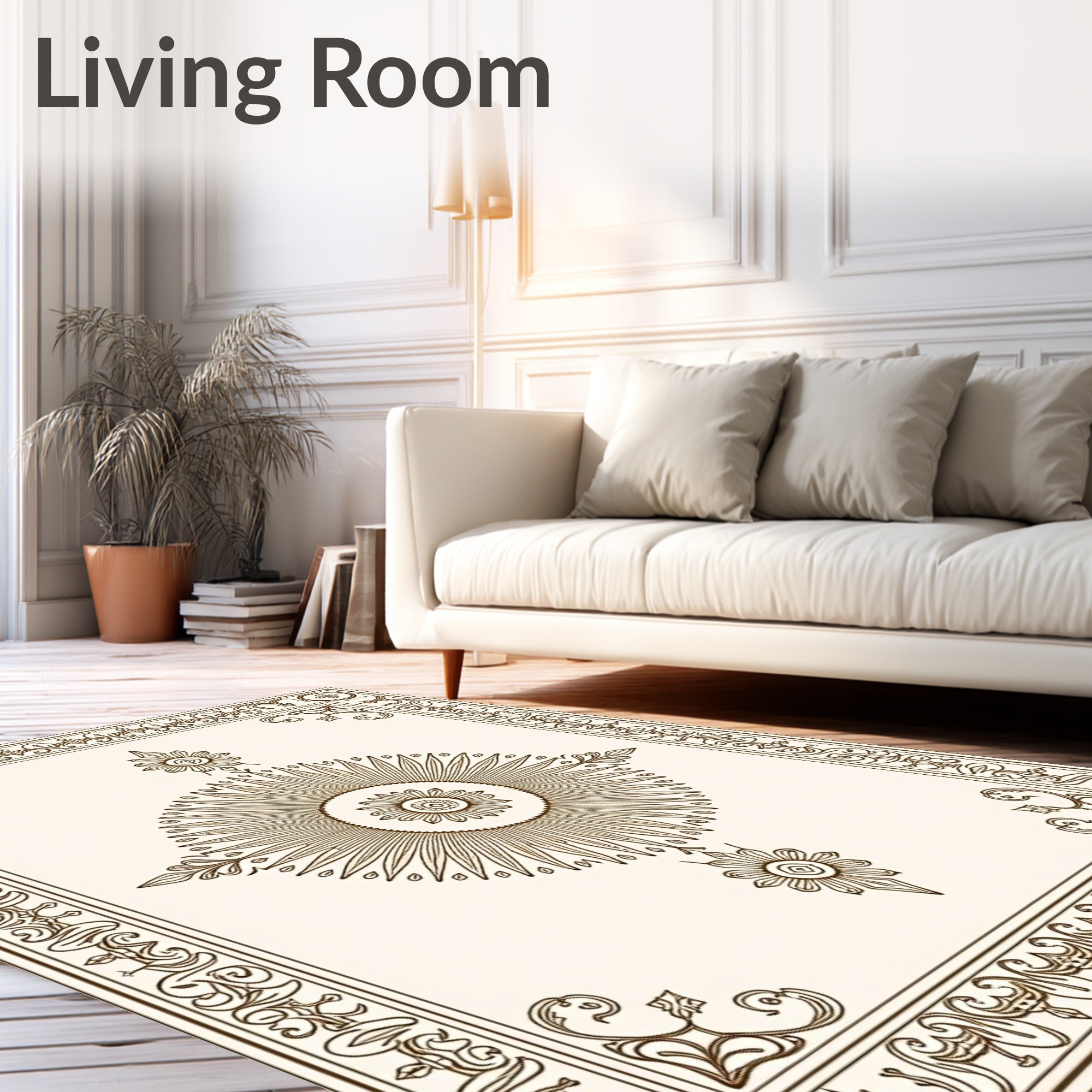 Ornate Sunburst And Floral Pattern Rug