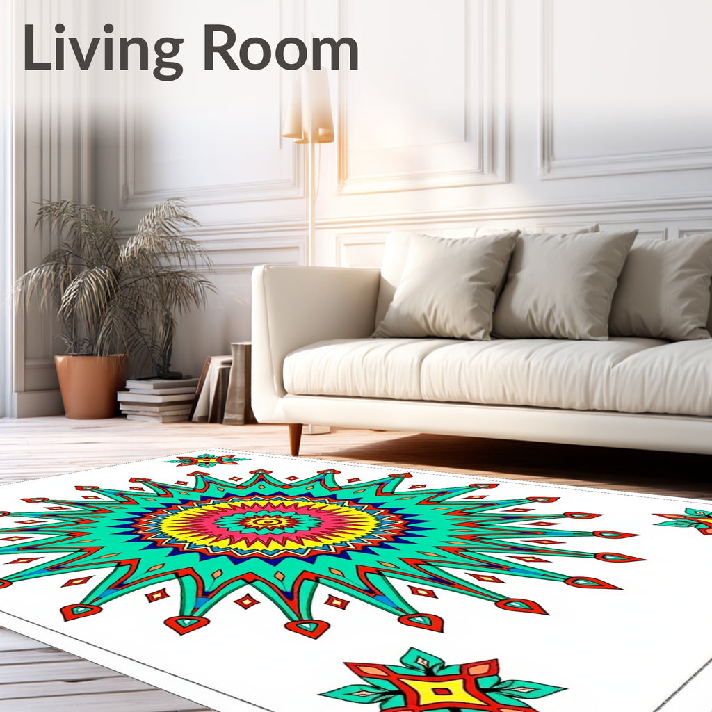 Radiant Sunburst Mandala Pattern Rug