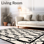 Black Formal Damask Pattern Rug