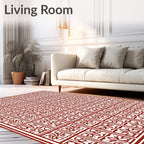 Ornate Red Geometric Ornament Rug