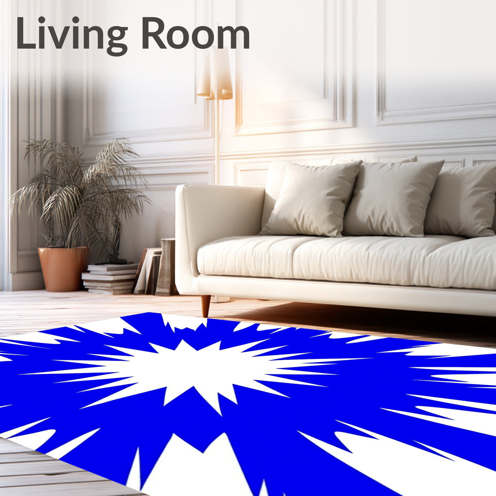 Blue Stretched Starburst Pattern Rug