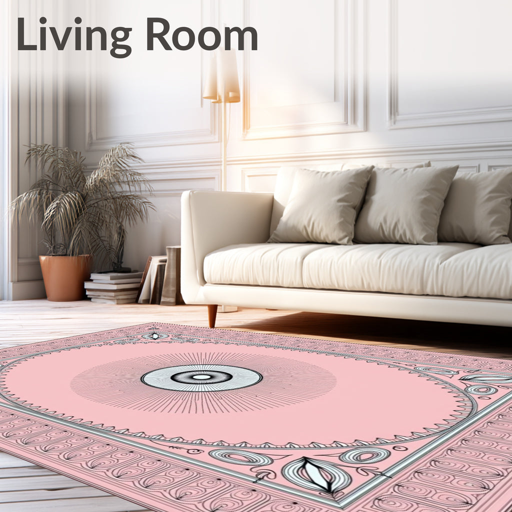 Pink Geometric Eye Pattern Rug