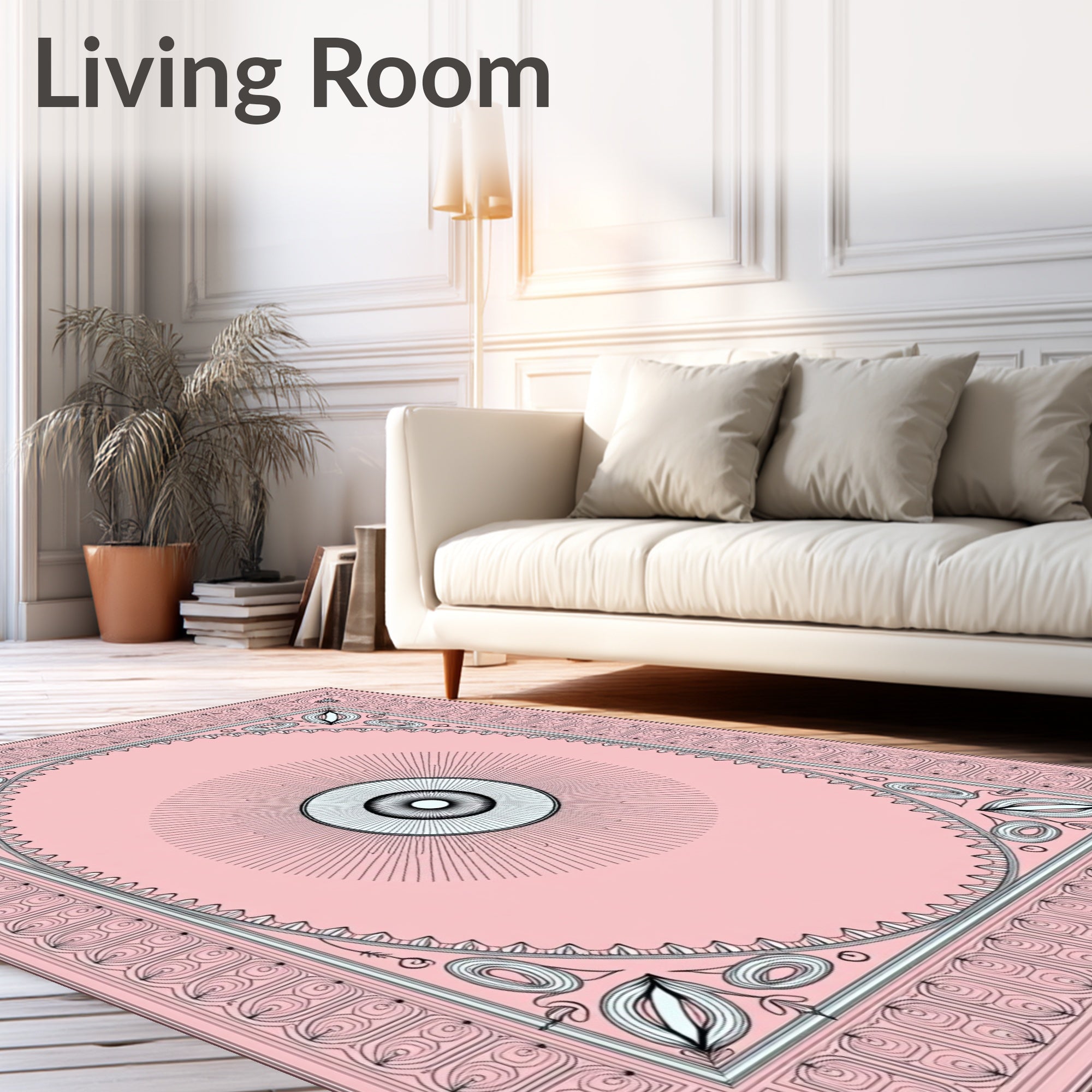 Pink Geometric Eye Pattern Rug