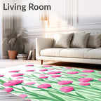 Pink Daisy Field Pattern Rug