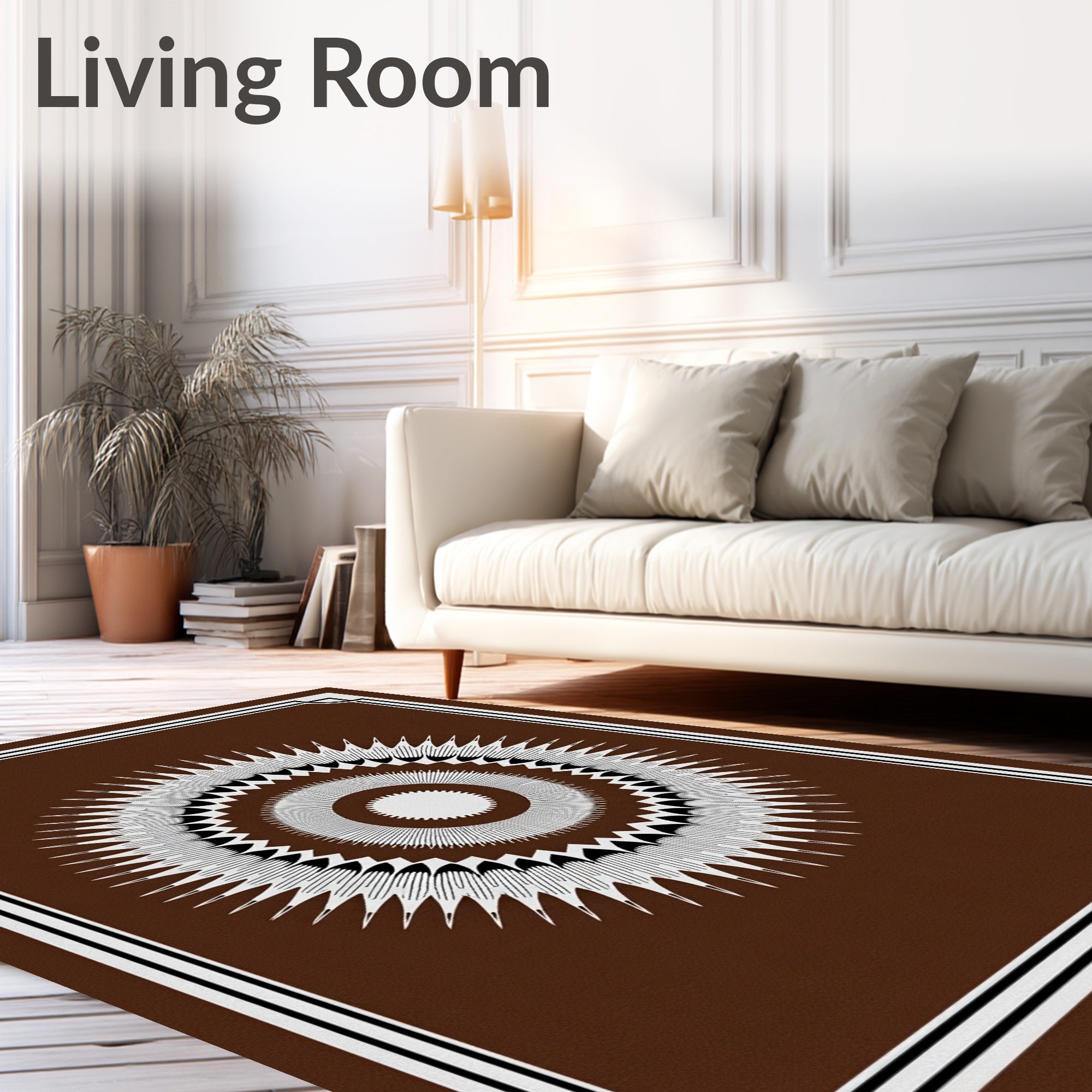 Radial Sunburst With Geometric Border Rug