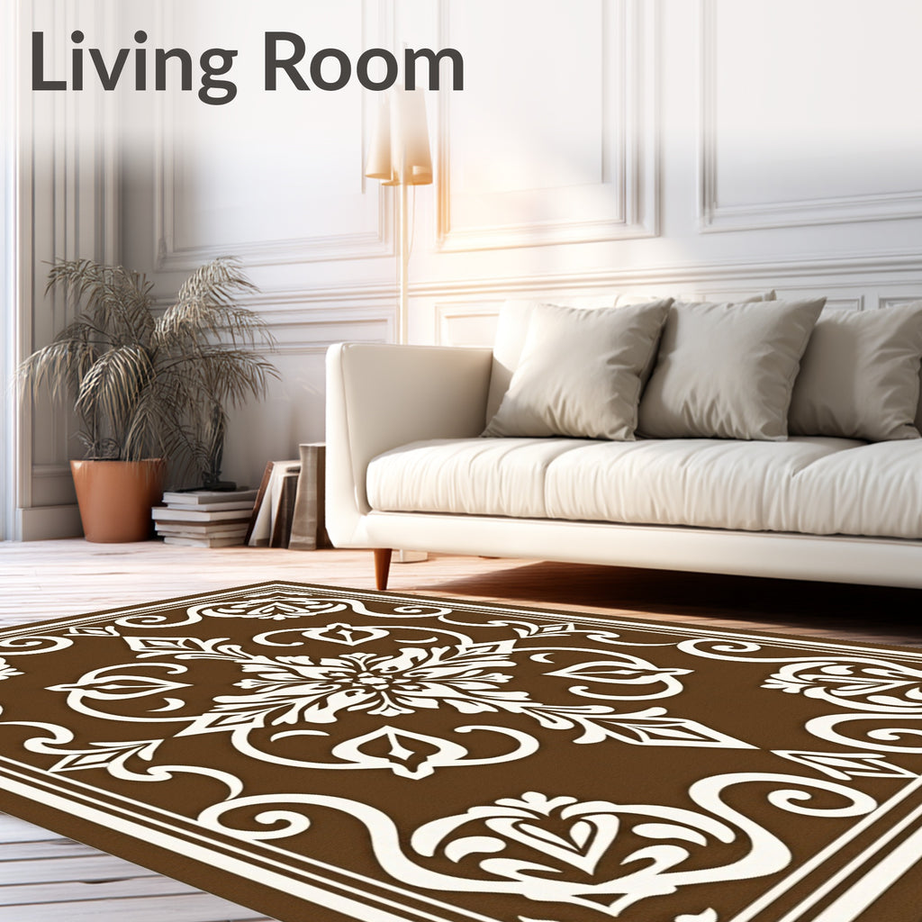 Elegant Floral Scrollwork Pattern Rug