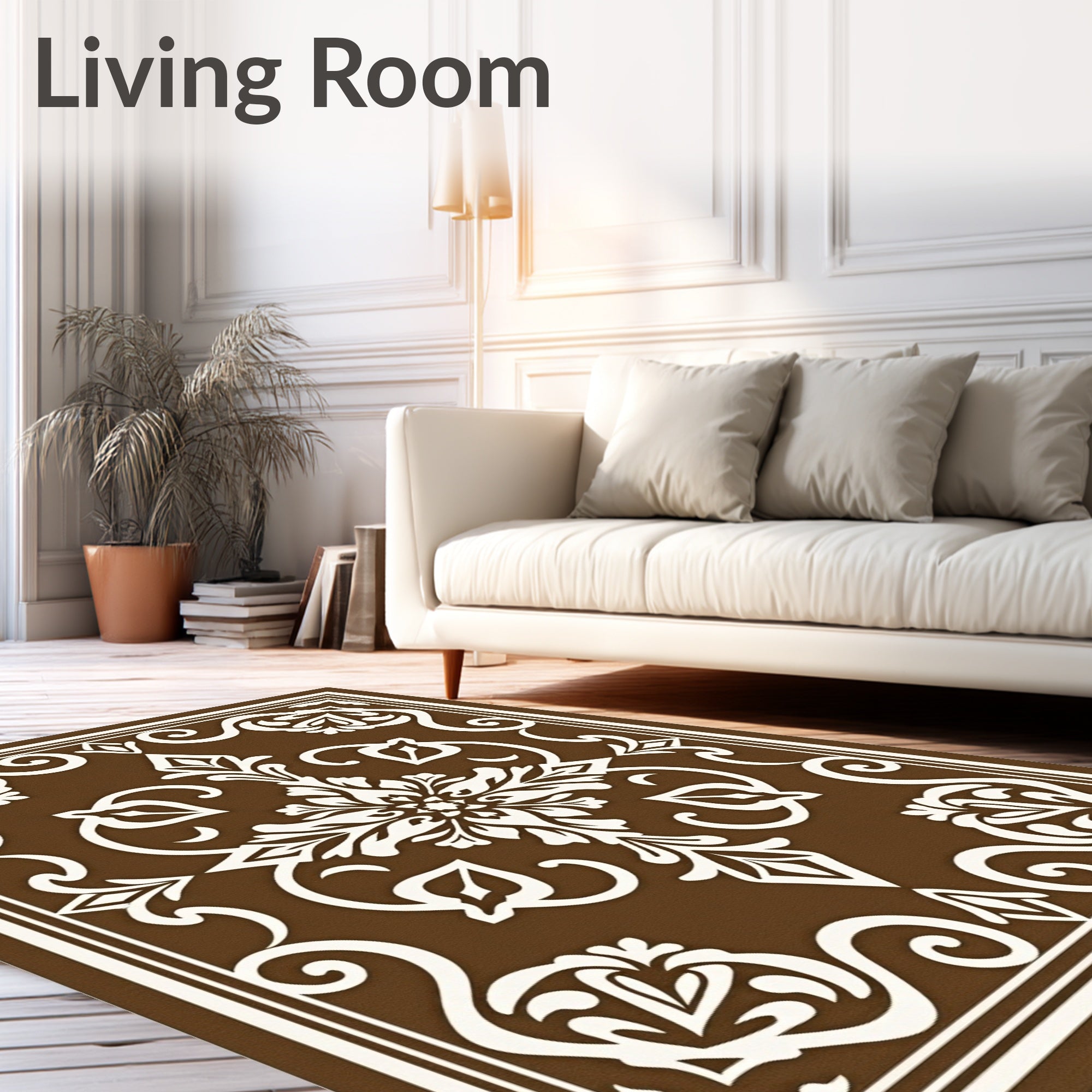 Elegant Floral Scrollwork Pattern Rug