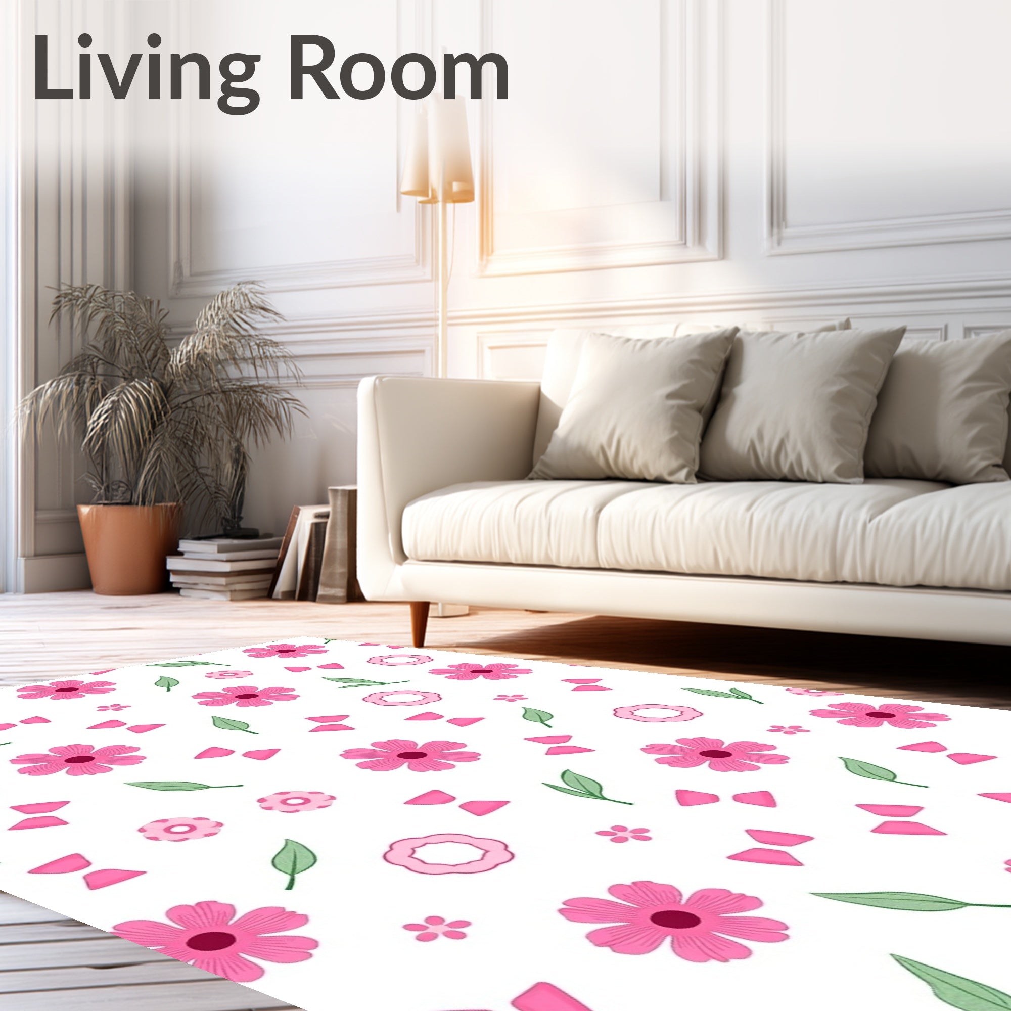 Pink Floral Bow Pattern Rug