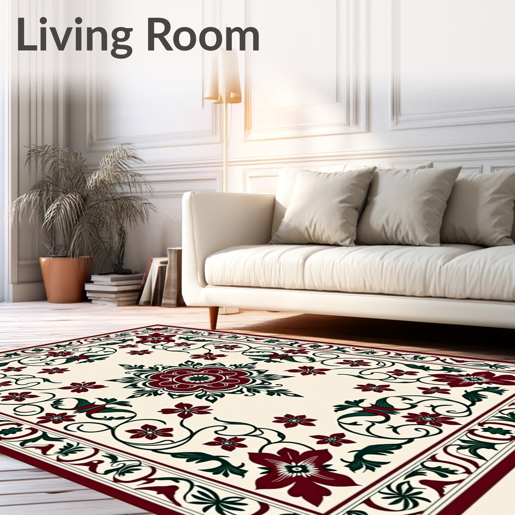 Rich Floral Garden Motif Pattern Rug