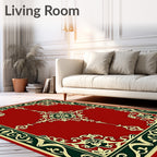Elegant Floral Emblem Border Rug