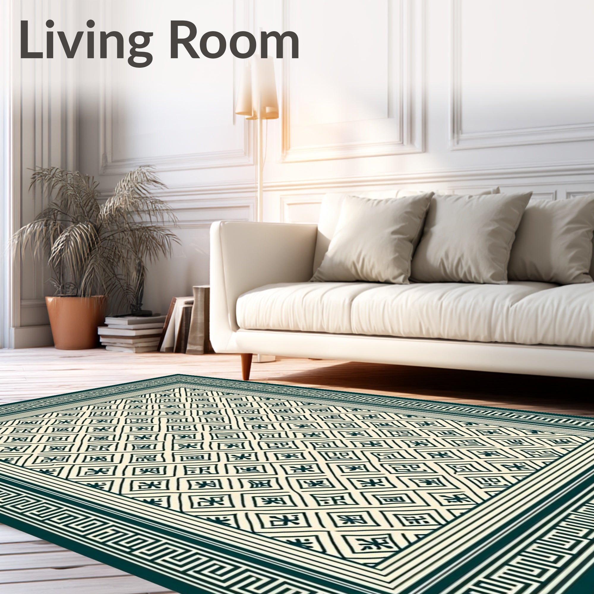 Classic Diamond Lattice Border Design Rug