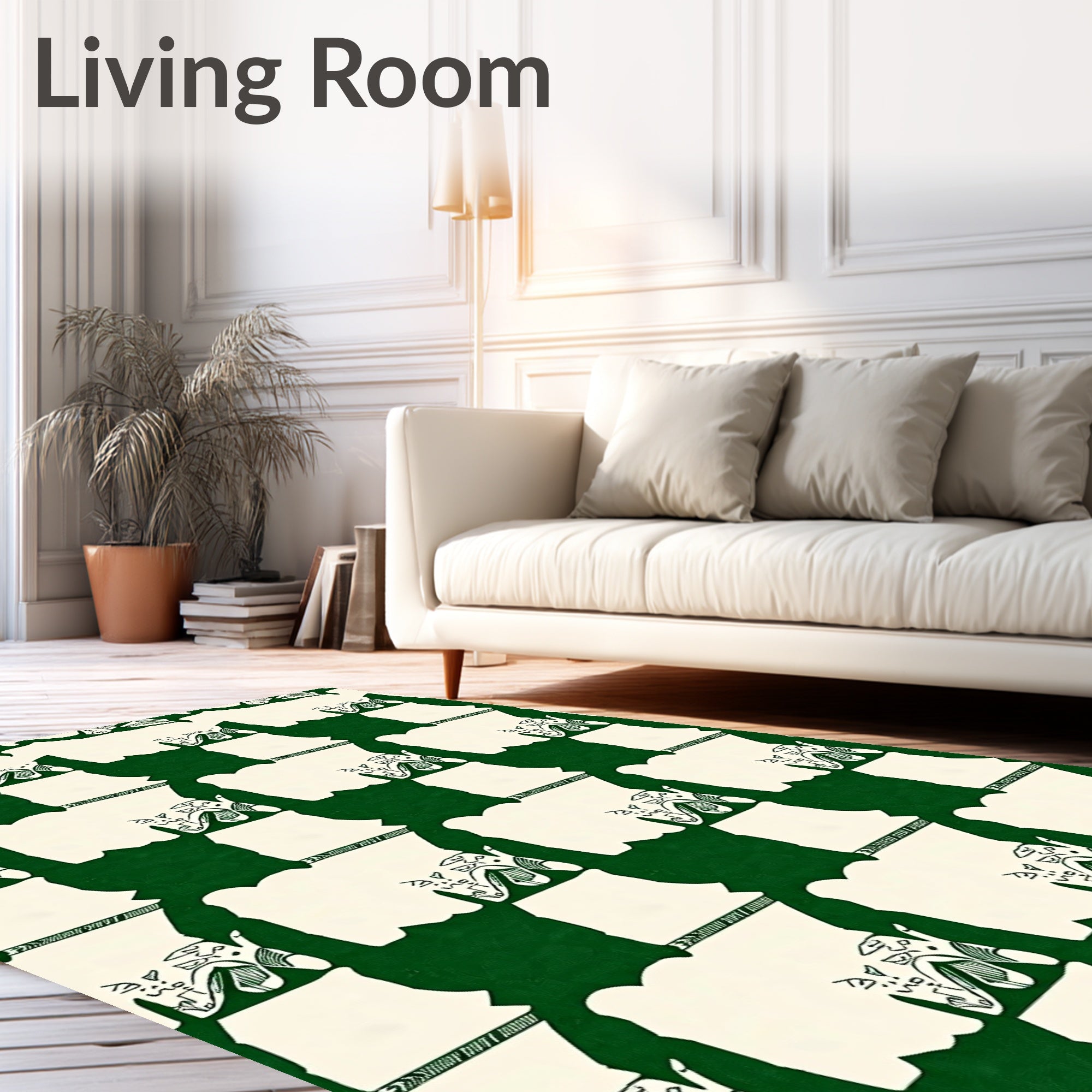 Green Checkerboard Abstract Art Rug