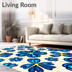 Blue Floral Pattern Design Rug