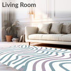 Wavy Teal Mauve Line Design Rug