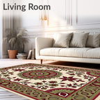Intricate Floral Medallion Print Rug