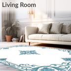 Elegant Blue Floral Scrollwork Design Rug