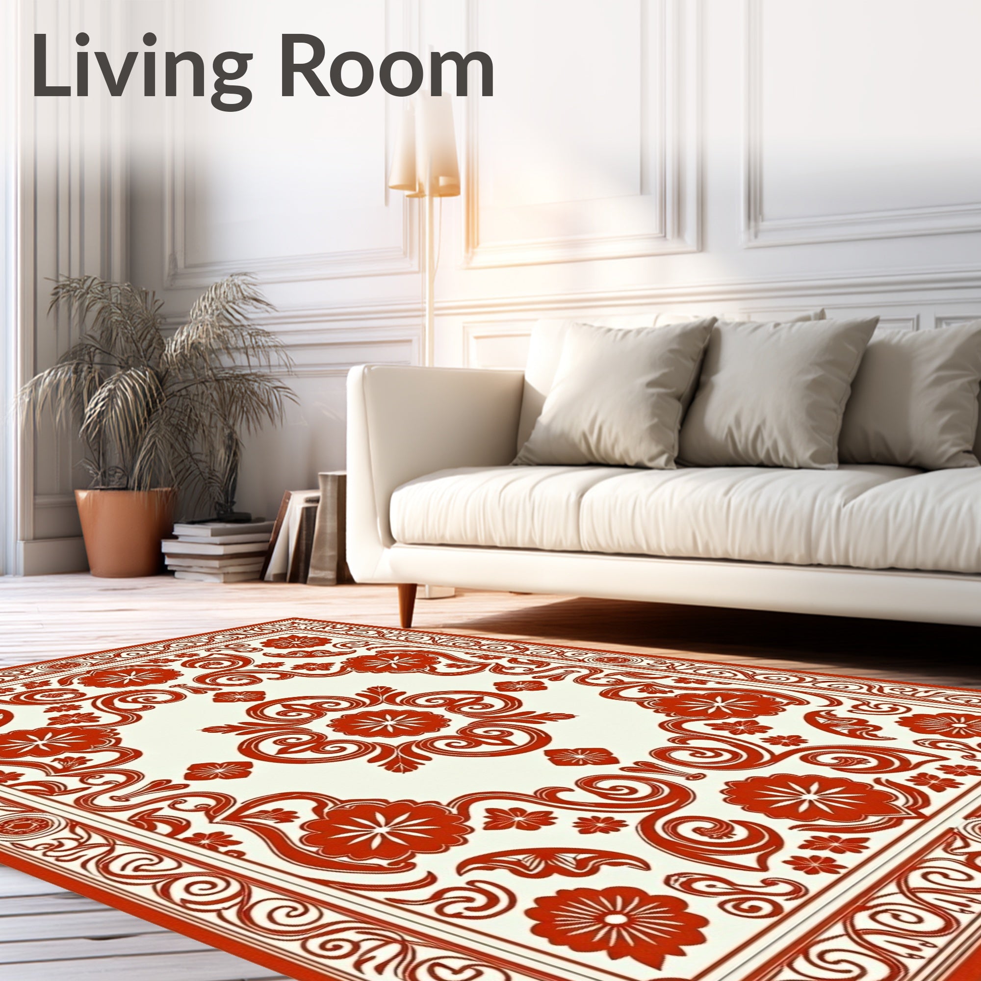 Ornate Floral Bordered Classic Design Rug