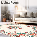Floral Medallion Symmetry Coral Teal Rug
